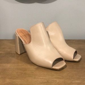 Pure Navy tam block mule heels